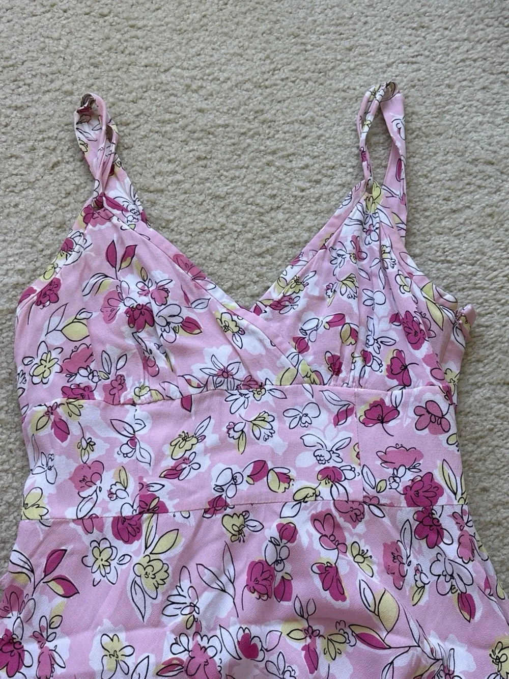 LOFT Pink Floral Y2K Empire Mini Dress 4P - Picture 6 of 7